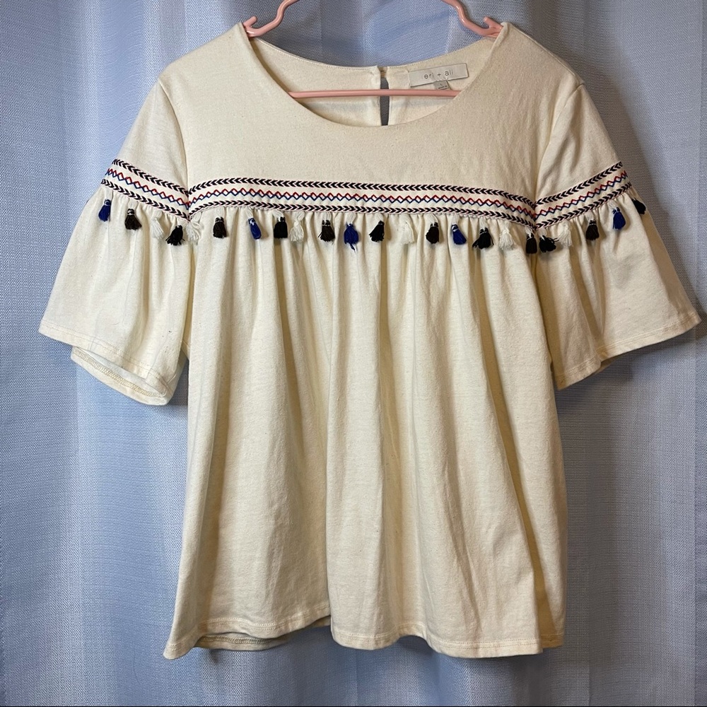 Eri + Ali | Tassel Cream Top L EUC